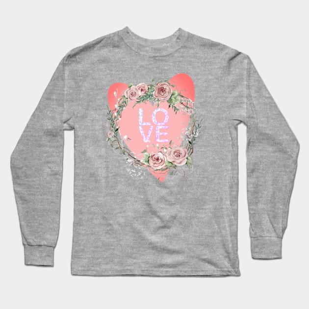 Flower Cron Love Script with heart Long Sleeve T-Shirt by hippyhappy